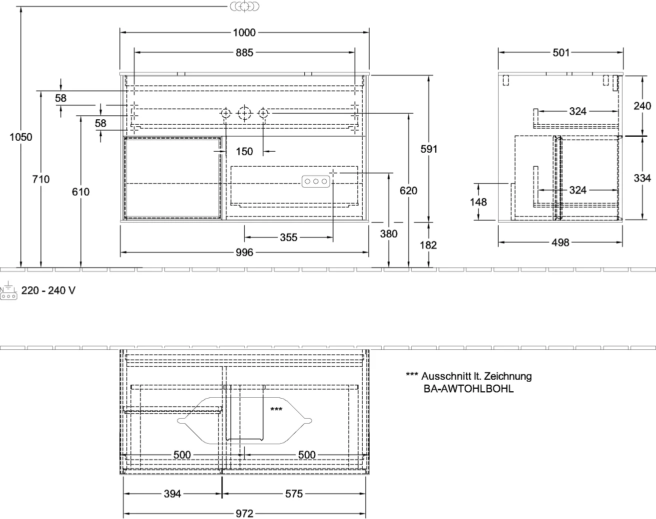 Villeroy & Boch Finion Waschbeckenunterschrank F65, 1000 x 603 x 501 mm, anthrazit Villeroy & Boch Finion Waschbeckenunterschrank F65, 1000 x 603 x 501 mm, anthrazit