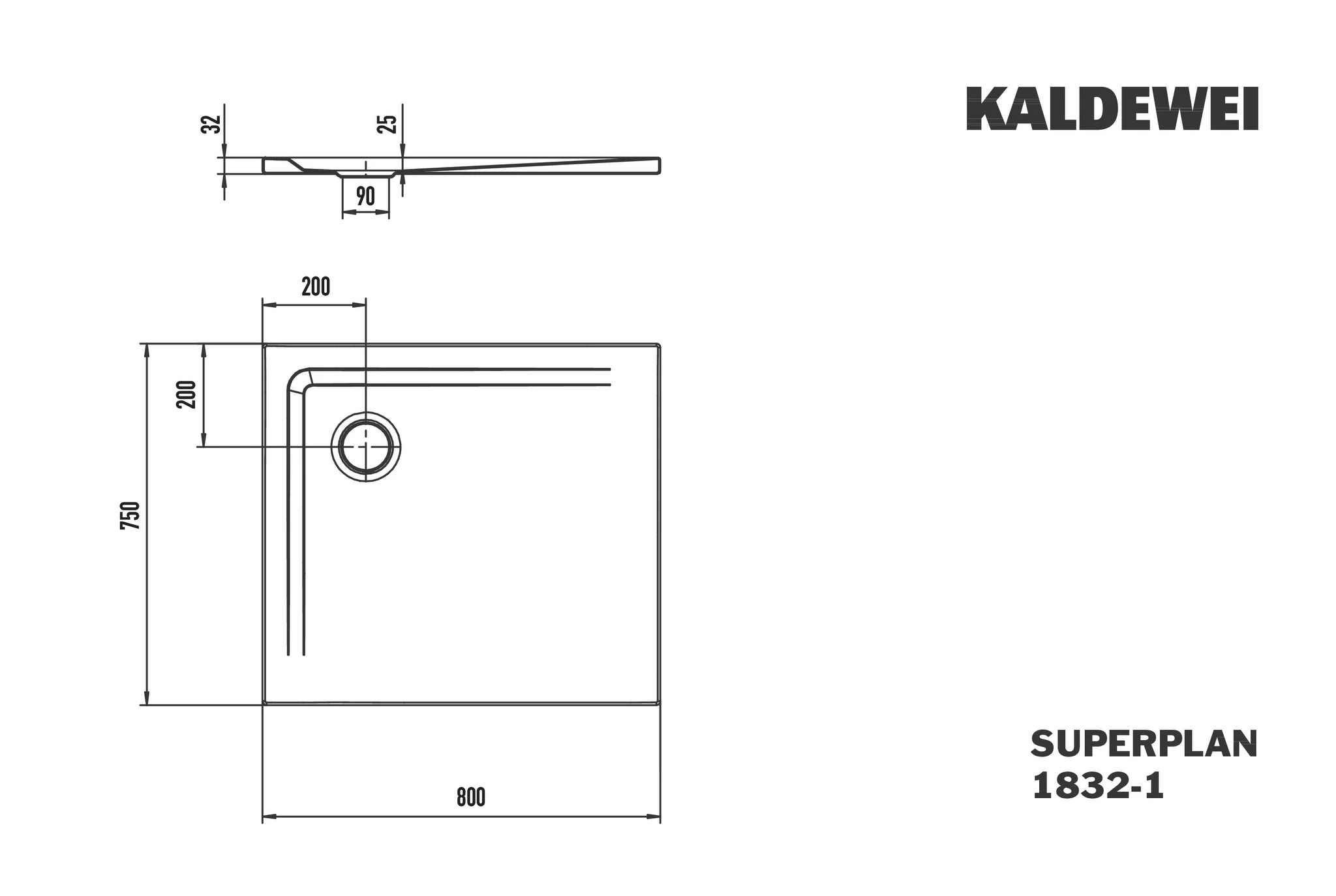 Kaldewei SUPERPLAN Duschfläche, 750x800 mm, warm grey 50, Perl-Effekt, bodengleich, Eckablauf Kaldewei SUPERPLAN Duschfläche, 750x800 mm, warm grey 50, Perl-Effekt, bodengleich, Eckablauf