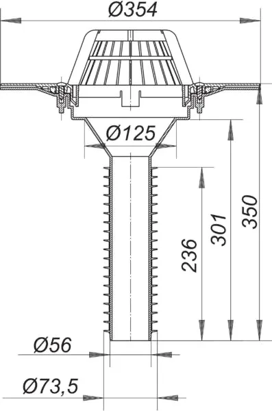 Sanierungs-Dachablauf 63 T PVC, DN 70