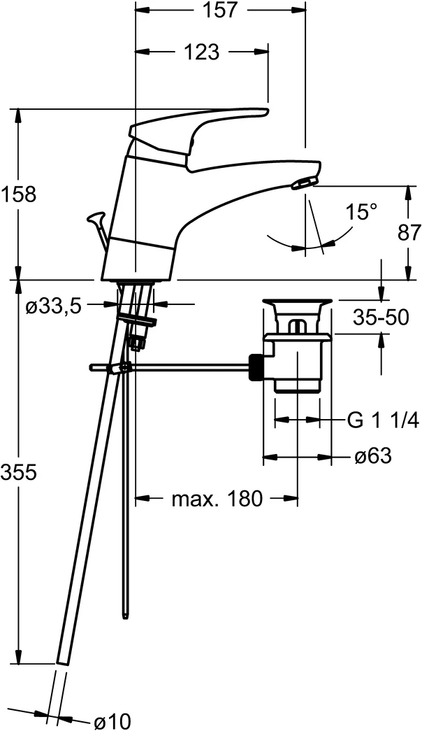 HansaMIX Waschtischarmatur Einhebelmischer HansaMIX 0119 Kupferrohr Zugstangenablaufgarnitur Ausladung 157 mm DN15 Chrom HansaMIX Waschtischarmatur Einhebelmischer HansaMIX 0119 Kupferrohr Zugstangenablaufgarnitur Ausladung 157 mm DN15 Chrom