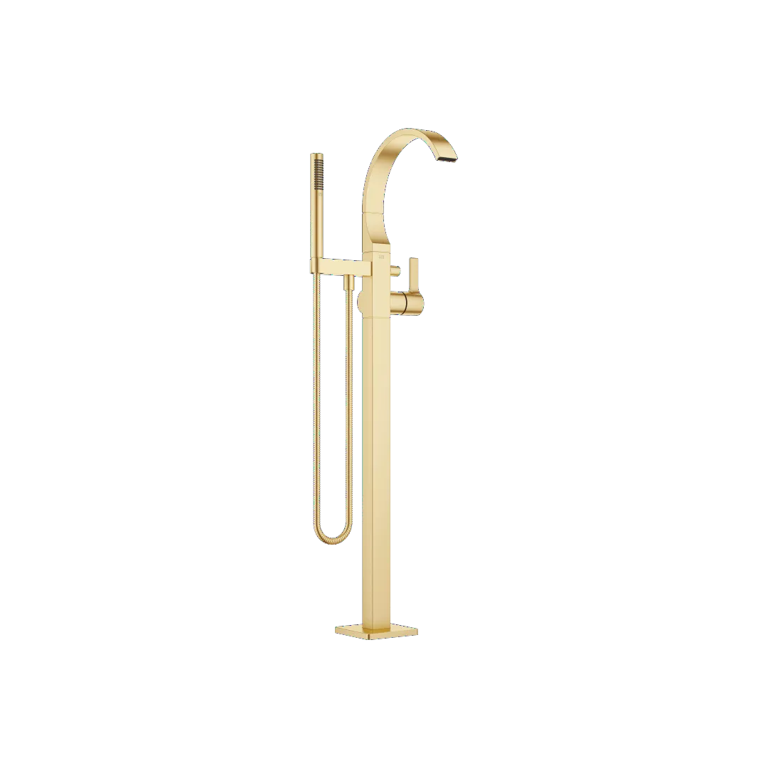 Dornbracht CYO Wannen-EHM mit Standrohr, Messing gebürstet (23kt Gold), Ausladung 253 mm, Höhe 980–1050 mm, Schubrosette 131 x 131 mm