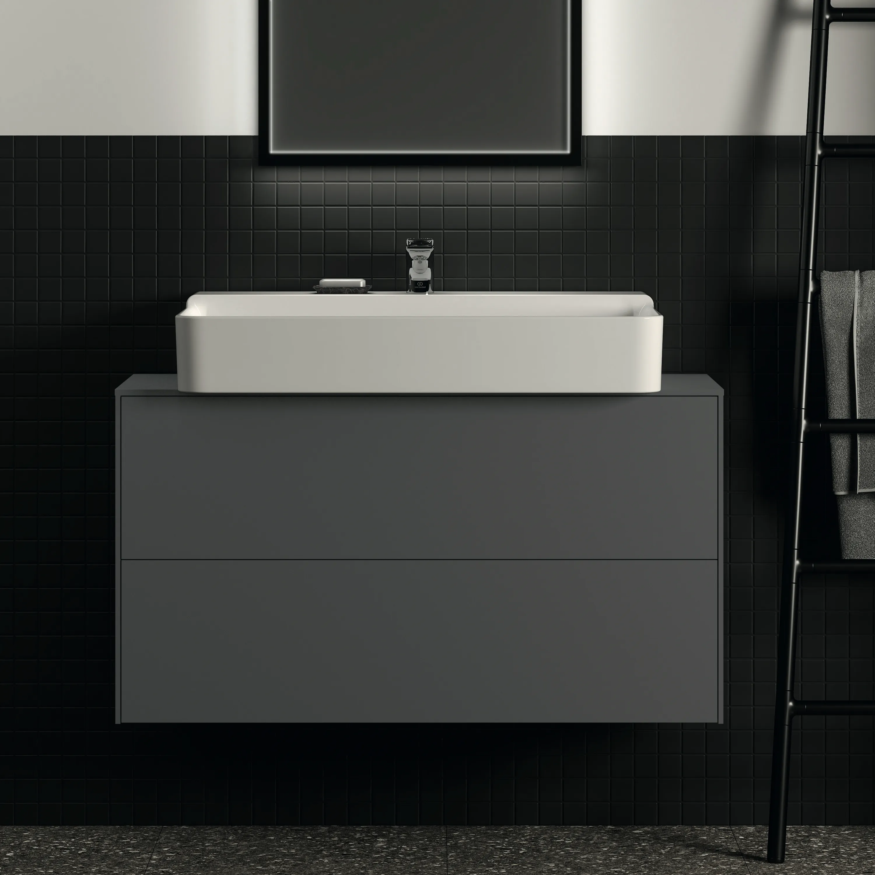Ideal Standard Waschtischunterschrank Conca, 2 Auszüge, Anthrazit Ideal Standard Waschtischunterschrank Conca, 2 Auszüge, Anthrazit