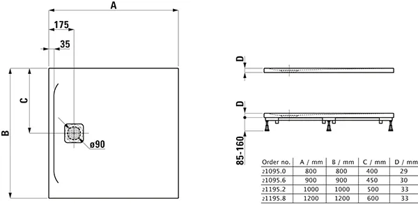 Laufen quadrat Duschwanne „Pro“ 800 × 800 mm ohne Oberflächenbeschichtung, ohne Oberflächenveredelung, in Betongrau Laufen quadrat Duschwanne „Pro“ 800 × 800 mm ohne Oberflächenbeschichtung, ohne Oberflächenveredelung, in Betongrau