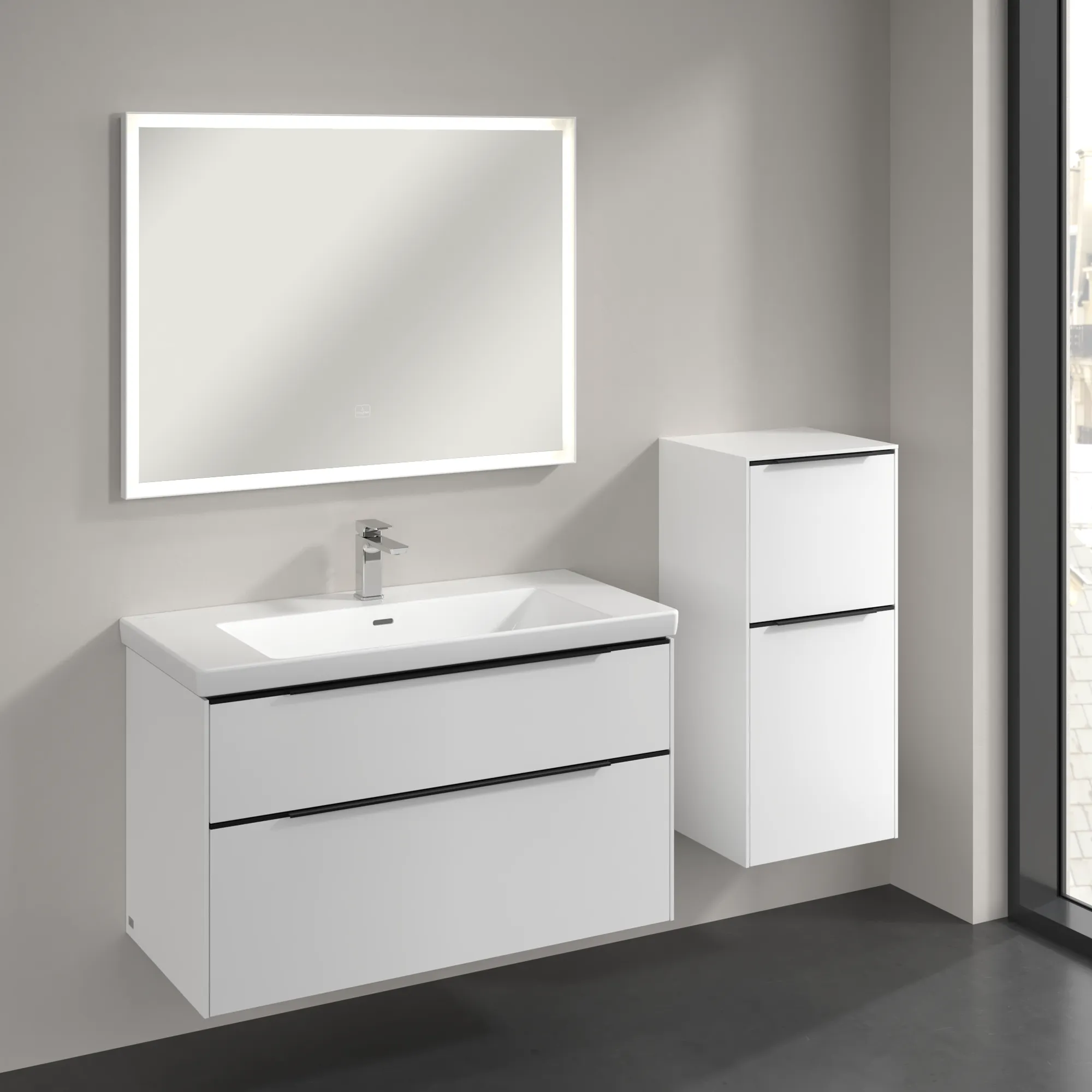 Villeroy & Boch Seitenschrank „Subway 3.0“ 40 × 86 × 36,2 × 36,2 cm 1 Auszug, 1 Tür, Anschlag (Scharnier) rechts, 1 Tür, Anschlag rechts