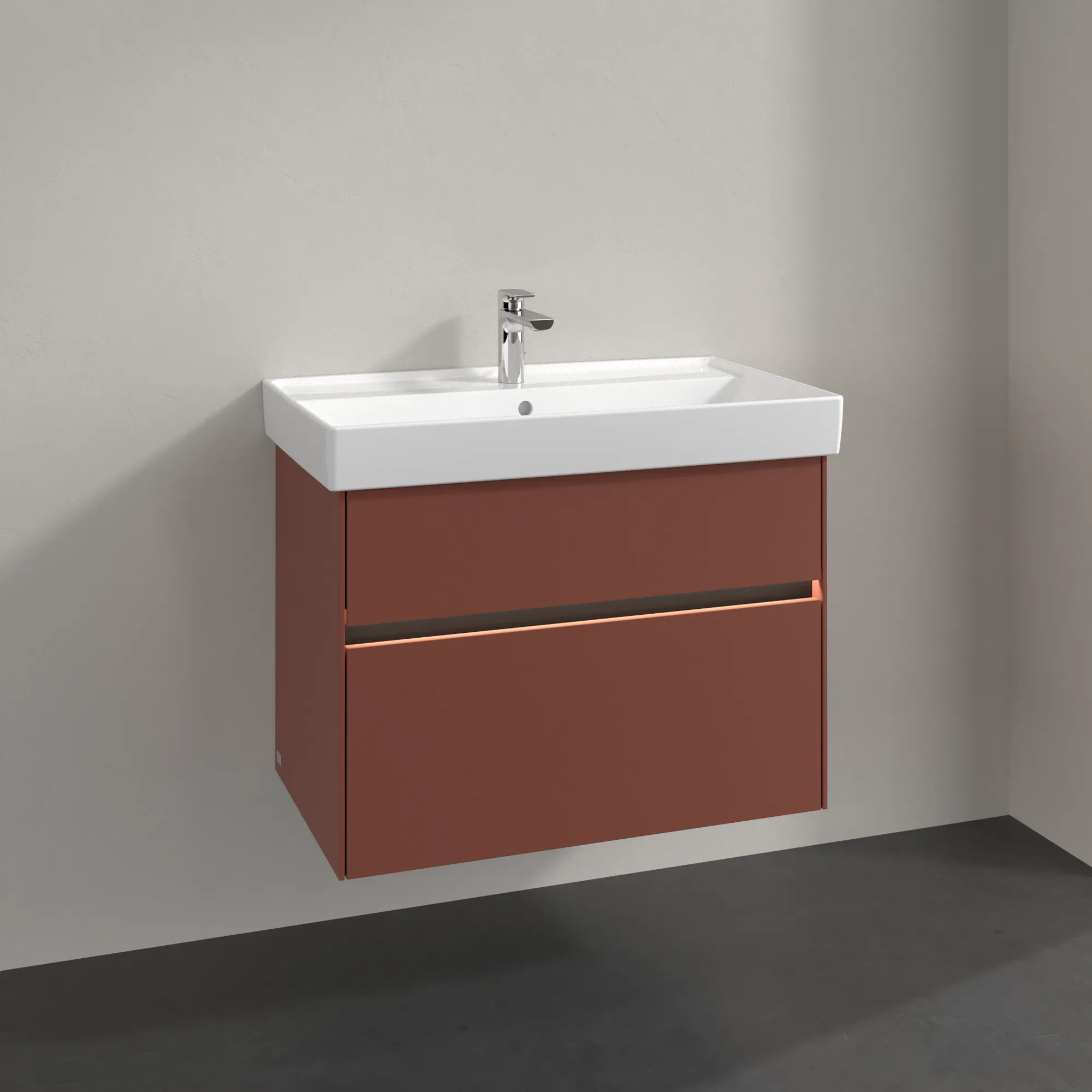 Villeroy & Boch Waschtischunterschrank „Collaro“ 754 × 546 × 444 mm Wine Red, für Becken mittig, mit Beleuchtung Villeroy & Boch Waschtischunterschrank „Collaro“ 754 × 546 × 444 mm Wine Red, für Becken mittig, mit Beleuchtung