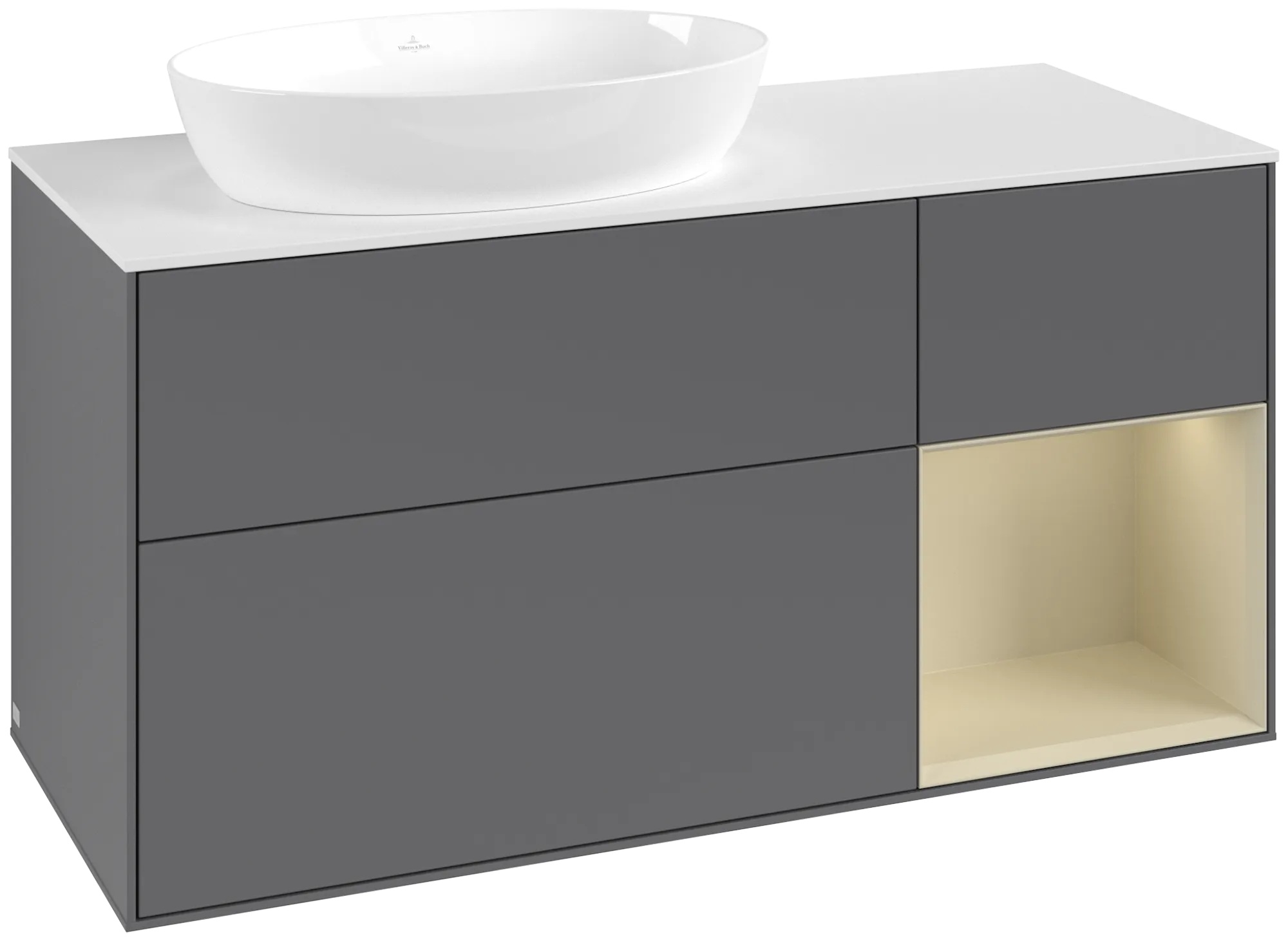 Villeroy & Boch Finion Waschbeckenunterschrank GA5 1200x603x501mm Anthrazit/Silber/Glas Weiss