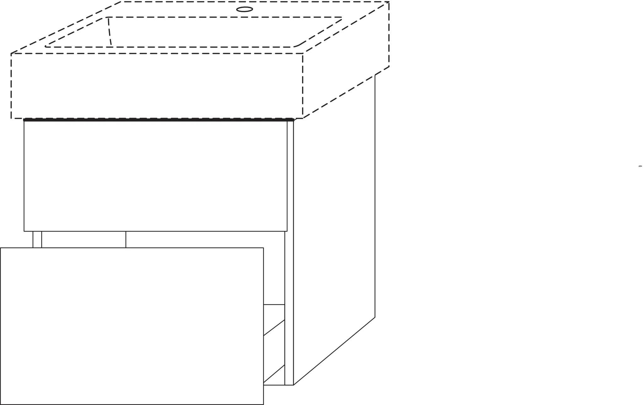 Waschtischunterbau mit Auszügen 3way (BS433) 591x550x447 Schwarz-Matt