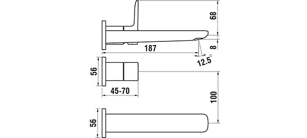 2-Loch Unterputz Einhebel-Waschtischmischer CITYPLUS für SIMIBOX 2-Point Festauslauf Ausladung 185 mm chrom