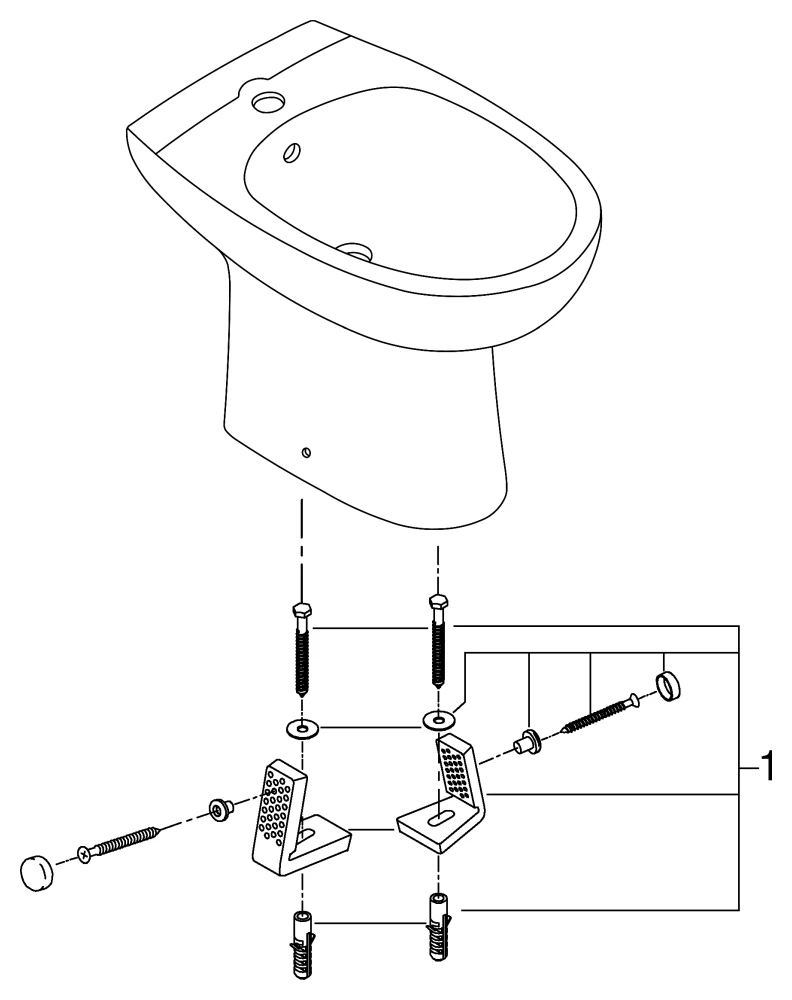 Standbidet Bau Keramik 39432, 1 Hahnloch, mit Überlauf, aus Sanitärkeramik, alpinweiß