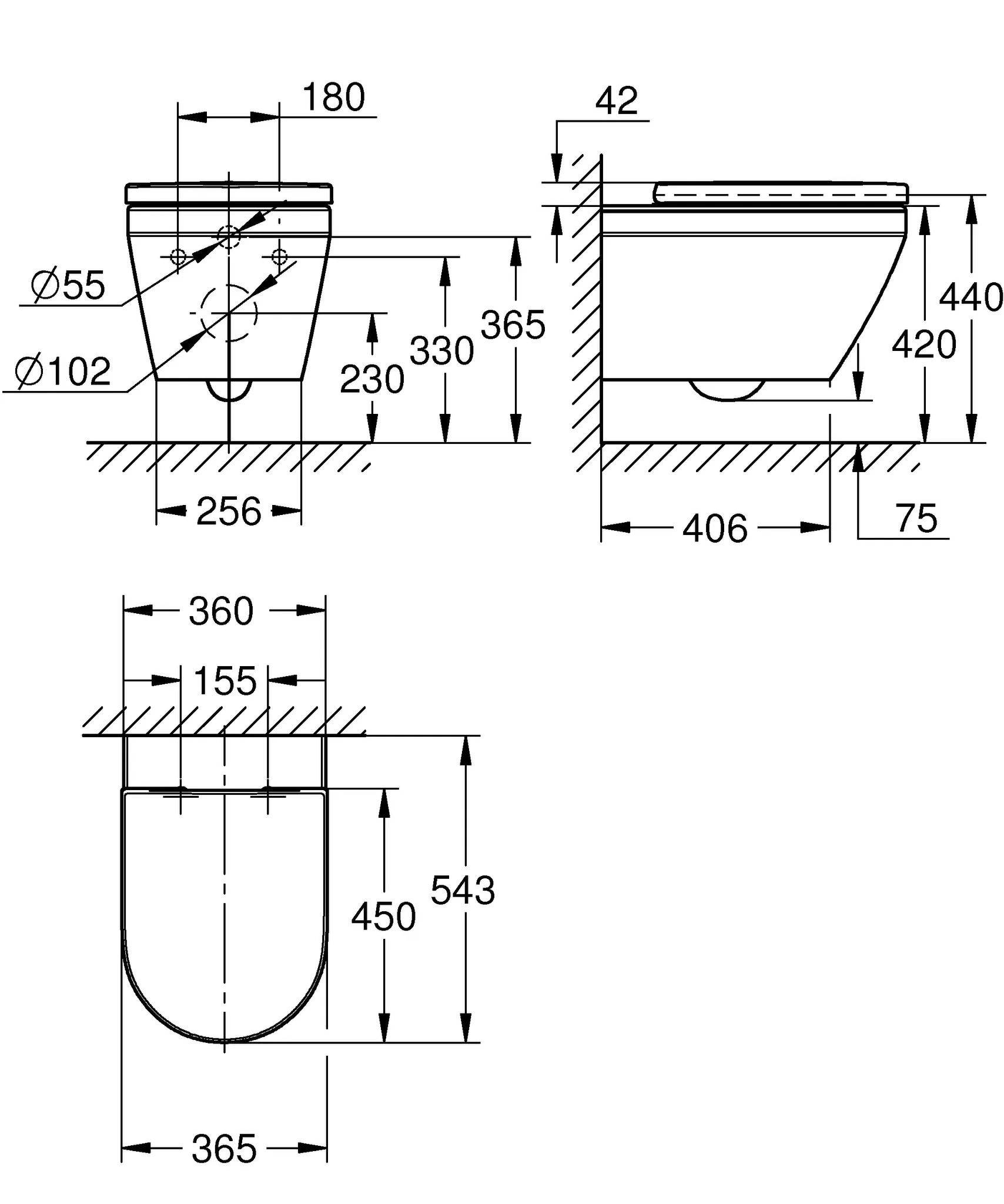 Wand-Tiefspül-WC Set Euro Keramik 102510, mit Wand-Tiefspül-WC kompakt mit Triple Vortex (102 485 SH00), WC-Sitz mit Deckel Soft Close (102 501 SH00), alpinweiß Wand-Tiefspül-WC Set Euro Keramik 102510, mit Wand-Tiefspül-WC kompakt mit Triple Vortex (102 485 SH00), WC-Sitz mit Deckel Soft Close (102 501 SH00), alpinweiß