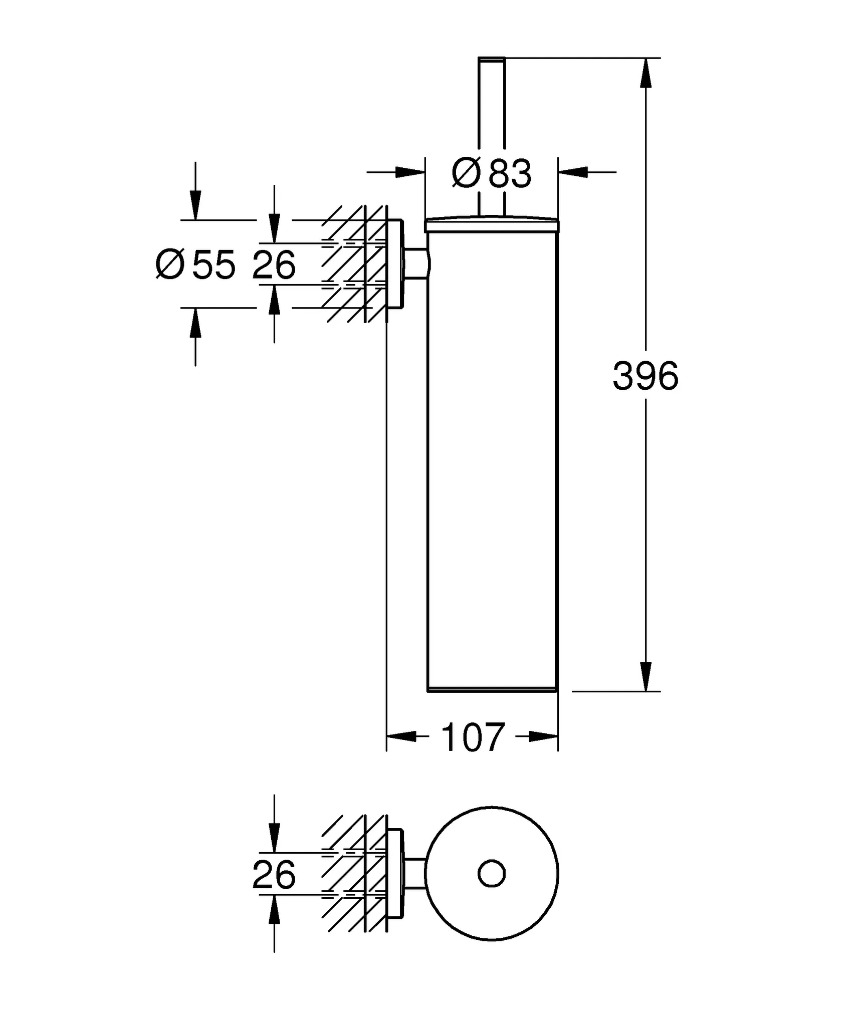 Toilettenbürstenset Essentials 40696, Wandmontage, herausnehmbarer Innenbehälter aus Kunststoff Toilettenbürstenset Essentials 40696, Wandmontage, herausnehmbarer Innenbehälter aus Kunststoff