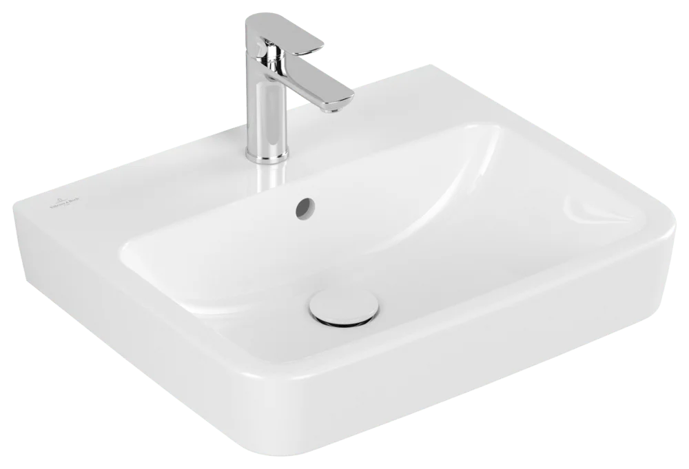 Villeroy & Boch Waschbecken O.novo, eckig, weiß Alpin, 550x460x175 mm, mit Überlauf, für 3-Loch-Armatur