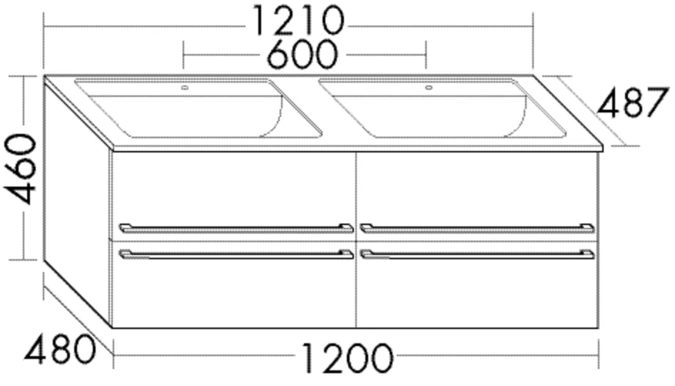 burgbad Waschtischunterschrank „Bel“ 1250 × 500 × 527 mm