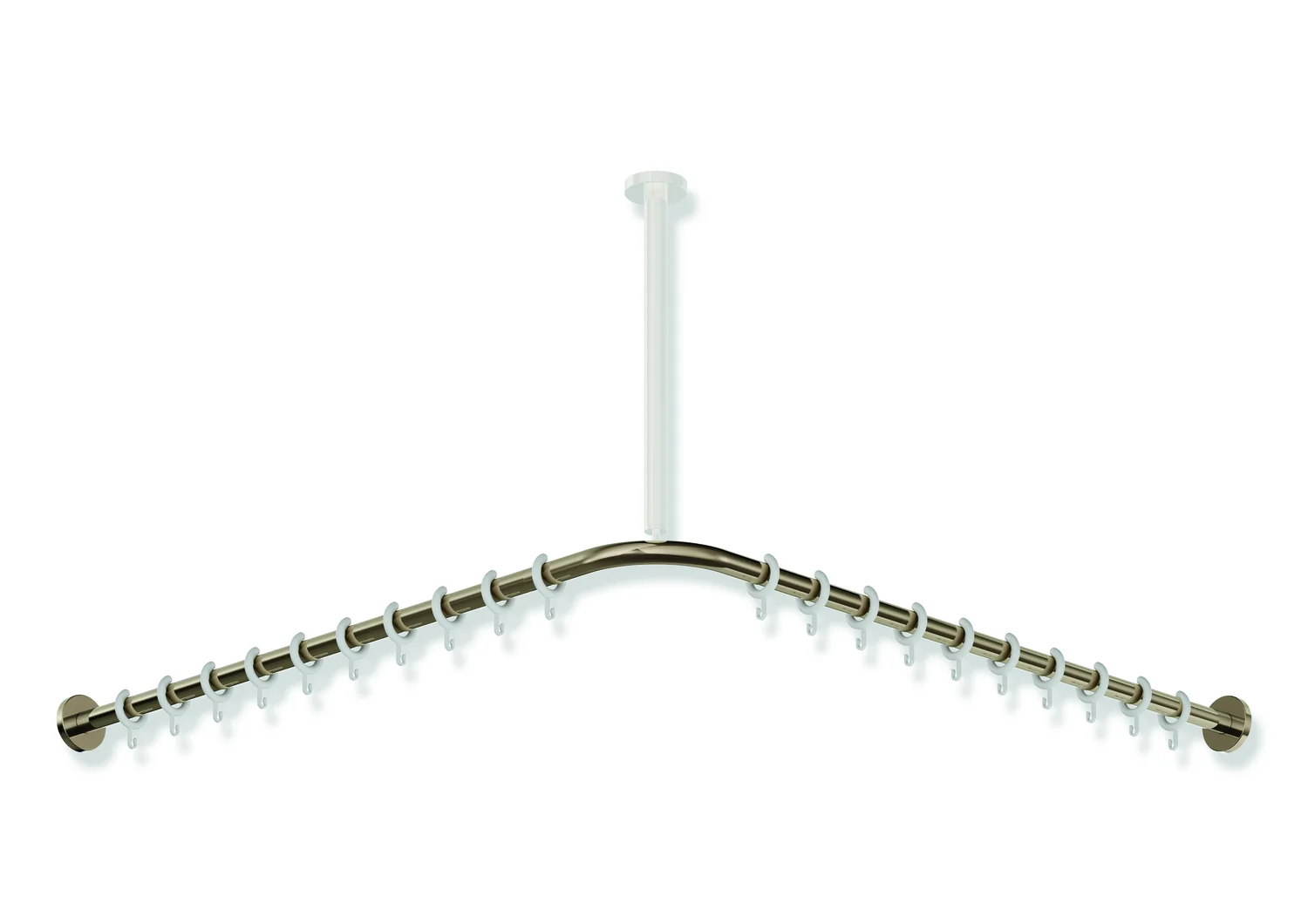 HEWI Vorhangstange System 900, Edelstahl PVD bronze glänzend, Achsmaß 987 x 987 mm, D 25 mm, 20 Ringe aus POM HEWI Vorhangstange System 900, Edelstahl PVD bronze glänzend, Achsmaß 987 x 987 mm, D 25 mm, 20 Ringe aus POM