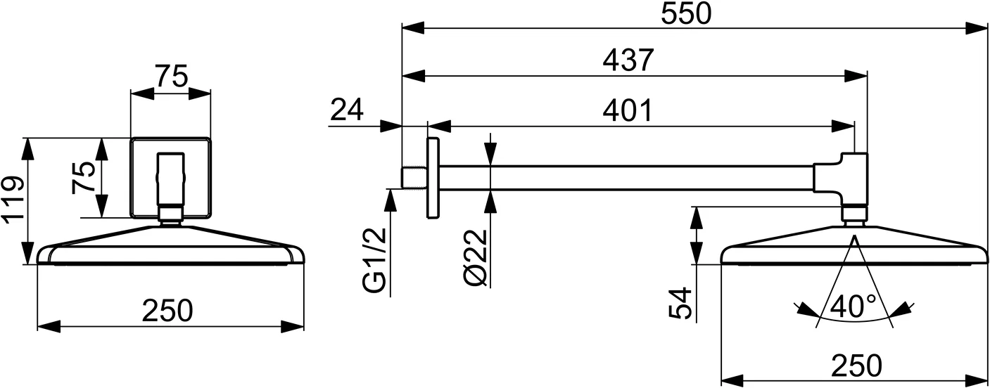 HansaAURELIA Kopfbrause HansaAURELIA 4726 1-strahlig 250x250 mm Chrom HansaAURELIA Kopfbrause HansaAURELIA 4726 1-strahlig 250x250 mm Chrom