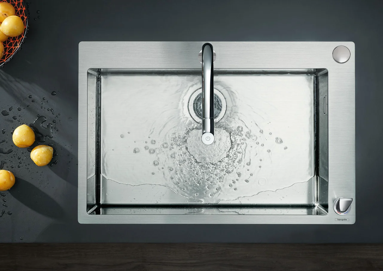Hansgrohe Metris Select M71 2-Loch Einhebel-Küchenmischer mit Ausziehbrause, Chrom, 35 mm Bohrung, 200 mm ComfortZone, 110° oder 150° Schwenkbereich