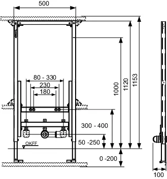 Bidetmodul TECEprofil für wandhängendes Bidet, Bauhöhe 1120 mm