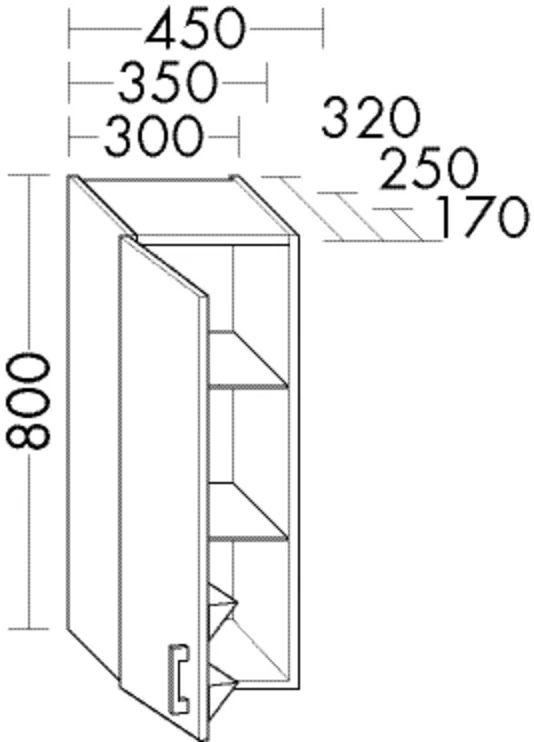 burgbad Hängeschrank „Sys30“ 340 × 800 × 290 mm in Eiche Dekor Flanelle