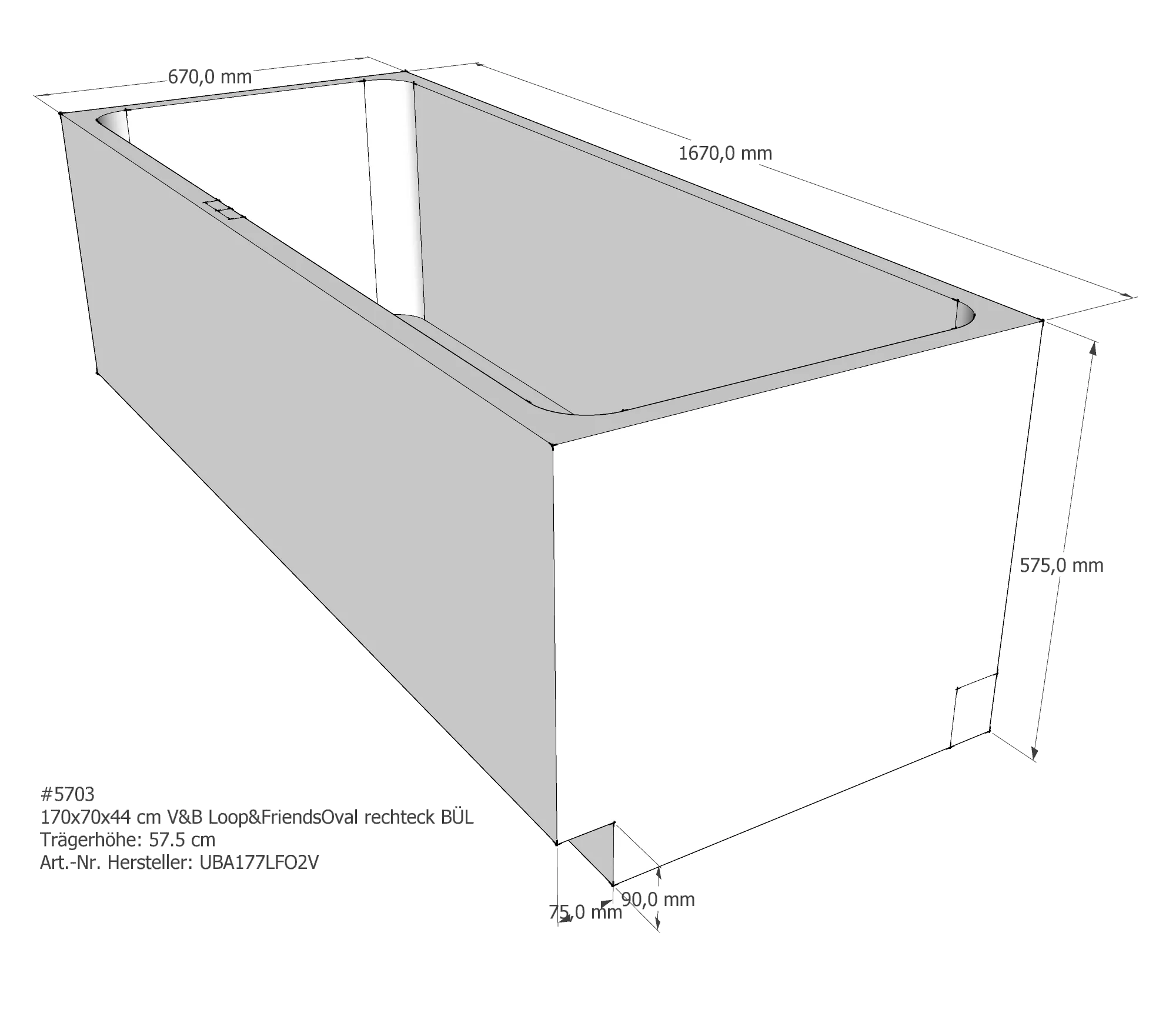 Badewannenträger für Villeroy & Boch Loop & Friends 170 × 70 × 44 cm Badewannenträger für Villeroy & Boch Loop & Friends 170 × 70 × 44 cm