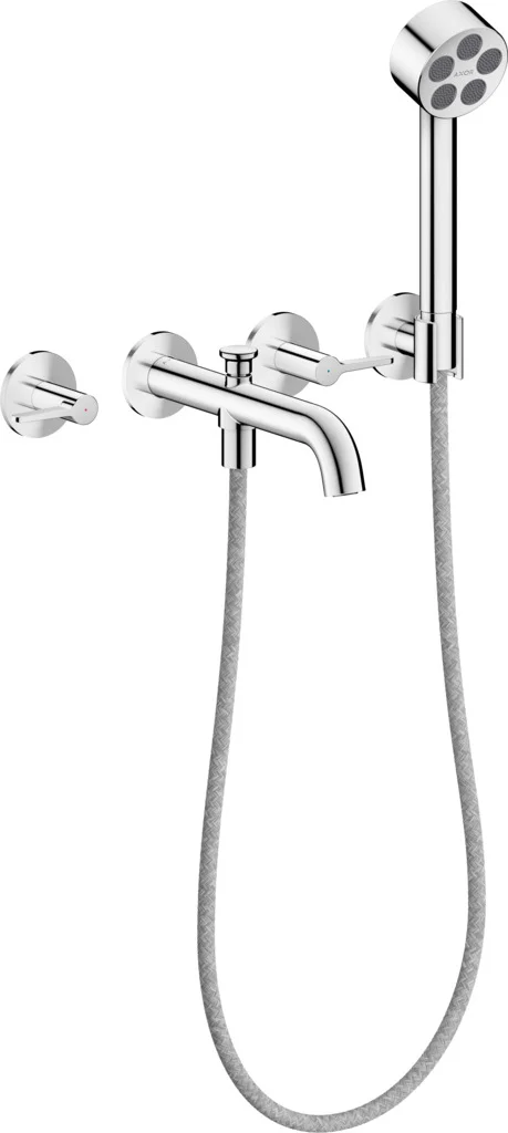 Hansgrohe AXOR One 3-Loch Wannenarmatur Unterputz Chrom, Ausladung 220 mm, PowderRain-Handbrause, max. Durchfluss 25,7 l/min Hansgrohe AXOR One 3-Loch Wannenarmatur Unterputz Chrom, Ausladung 220 mm, PowderRain-Handbrause, max. Durchfluss 25,7 l/min