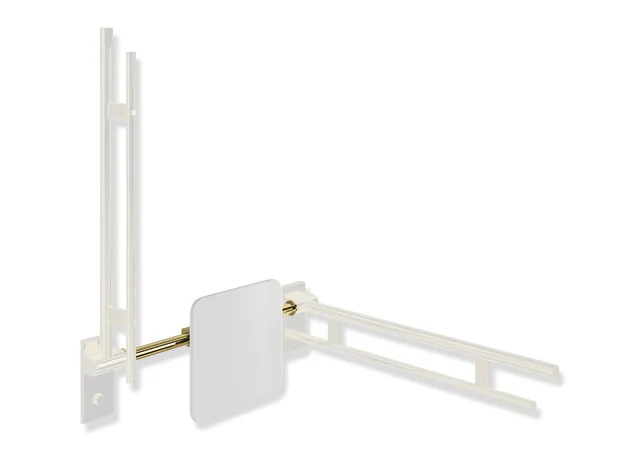 HEWI Rückensstütze System 900, PVD Gold glänzend, 330 mm hoch, 150 mm tief, Achsmaß 588–688 mm verstellbar, für Stützklappgriffe