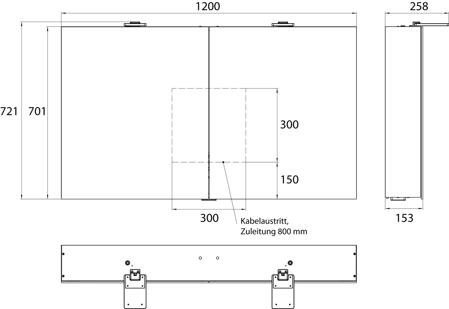 Lichtspiegelschrank pure II LED-Leuchte, Aufputz, mit Waschtischbeleuchtung, 2 Türen, 1200mm