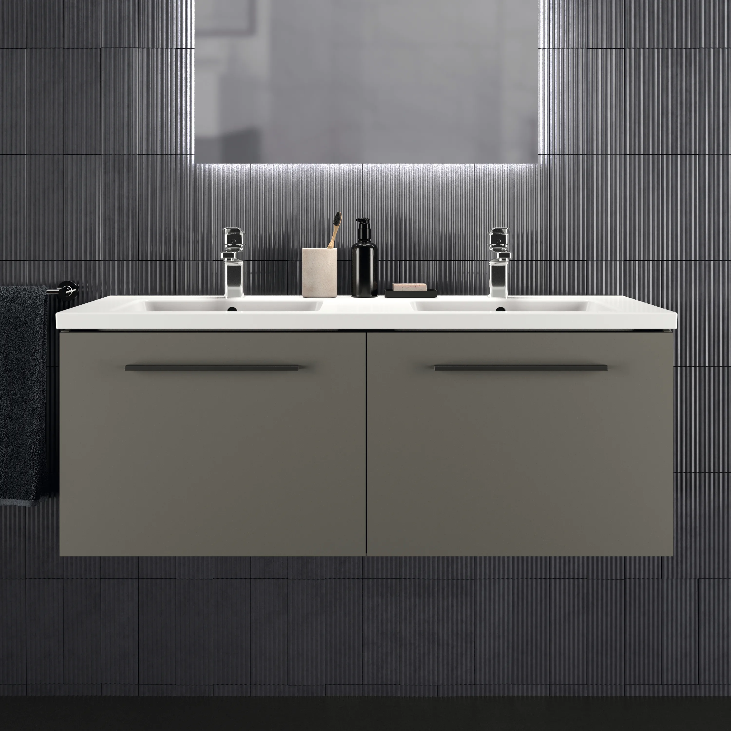 Ideal Standard Waschtischunterschrank „i.lifeB“ 120 × 44 × 50,5 cm Quarzgrau matt