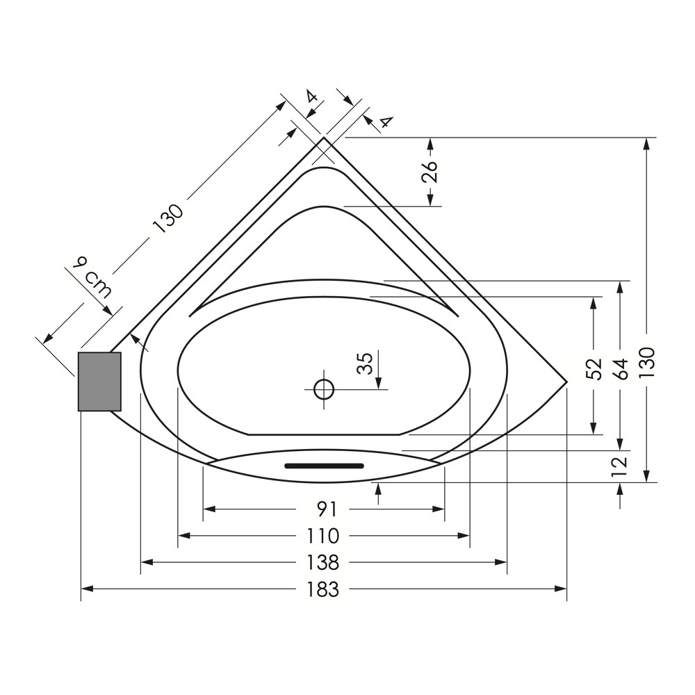 repaBAD Badewanne „Taurus“ eck 1300 × 1300 mm in Weiß Matt repaBAD Badewanne „Taurus“ eck 1300 × 1300 mm in Weiß Matt