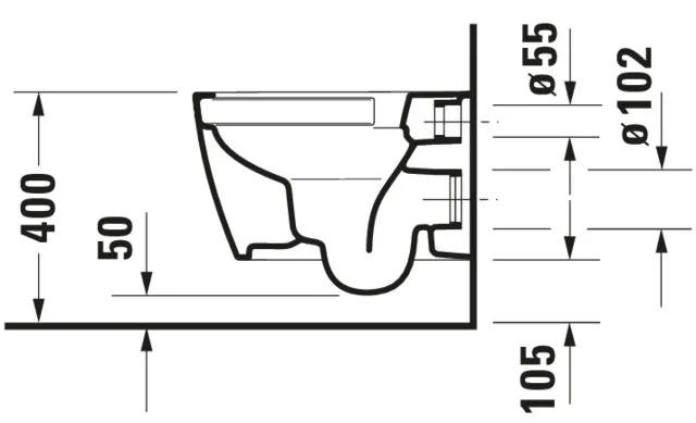 Wand-Tiefspül-WC Compact „ME by Starck“ 37 × 35 × 48 cm, Befestigung verdeckt, ohne Spülrand