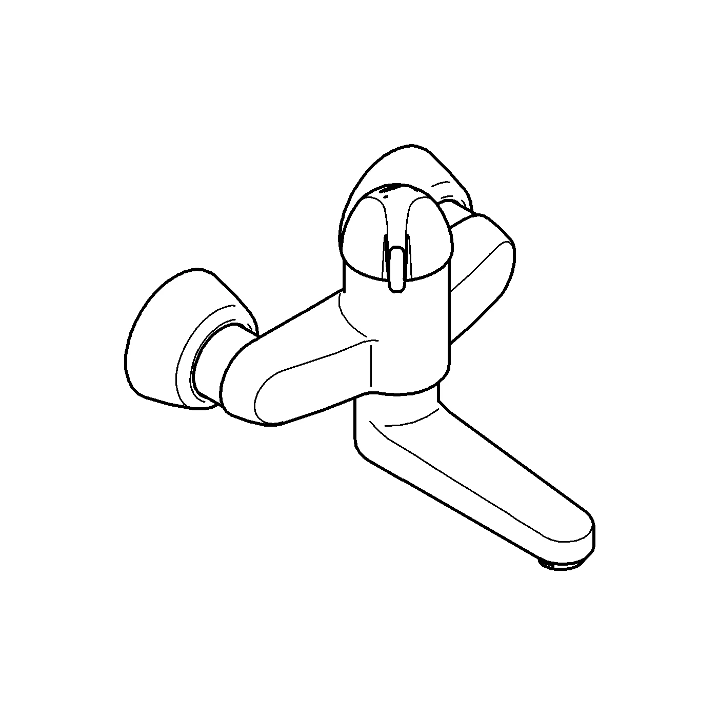 Einhand-Sicherheitsmisch-Waschtischbatterie Euroeco Special 32792, Wandmontage, Ausladung 197 mm, Hebellänge 120 mm, chrom