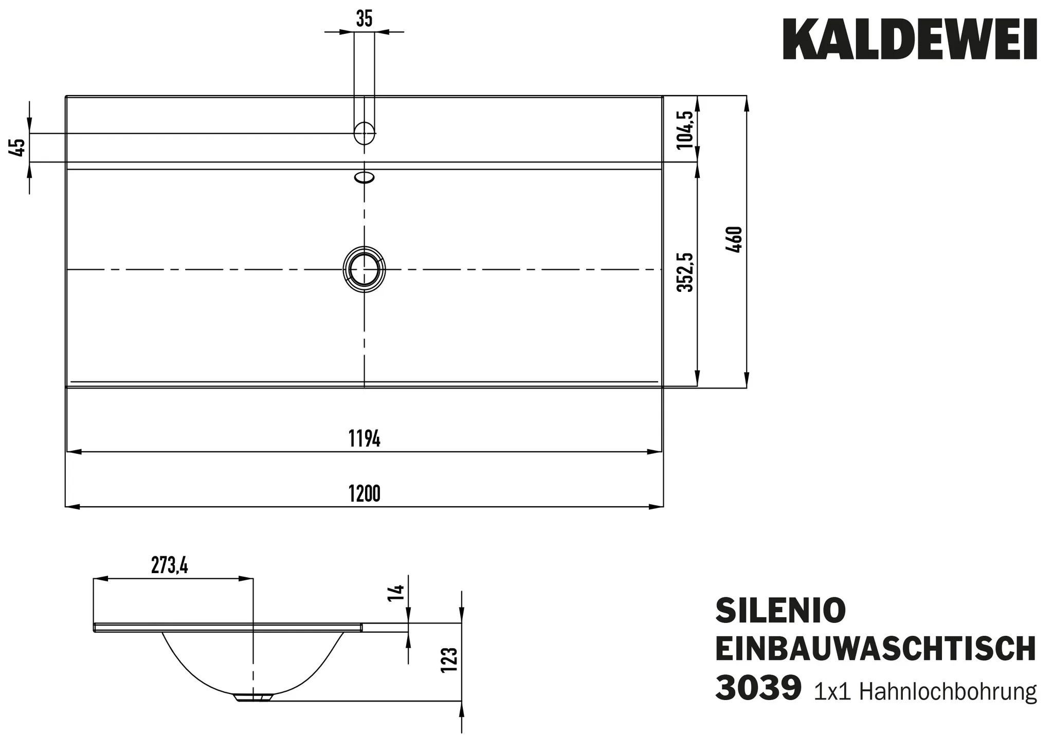 Doppelwaschtisch „Silenio“ 120 × 46 cm, ohne Hahnlochbohrung in pergamon, mit Perl-Effekt
