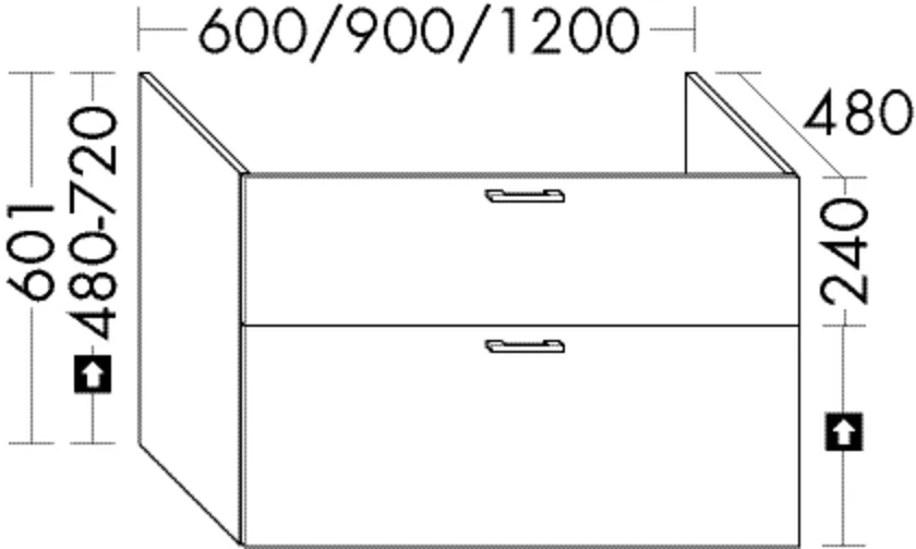 Burgbad Waschtischunterschrank Sys30, Mineralguss-Waschtisch M2, 1 Schublade oben, 350 mm tief, Siphonausschnitt, 1 Auszug unten, 350 mm tief, Tiefe: 480 mm, Breite: 600 mm, Höhe: 601 mm Burgbad Waschtischunterschrank Sys30, Mineralguss-Waschtisch M2, 1 Schublade oben, 350 mm tief, Siphonausschnitt, 1 Auszug unten, 350 mm tief, Tiefe: 480 mm, Breite: 600 mm, Höhe: 601 mm