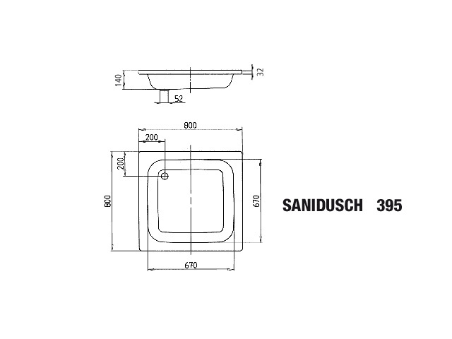 Set-Duschwanne Kaldewei Sanidusch 80 × 80 cm mit Duschwannenträger und Sanit-Ablauf