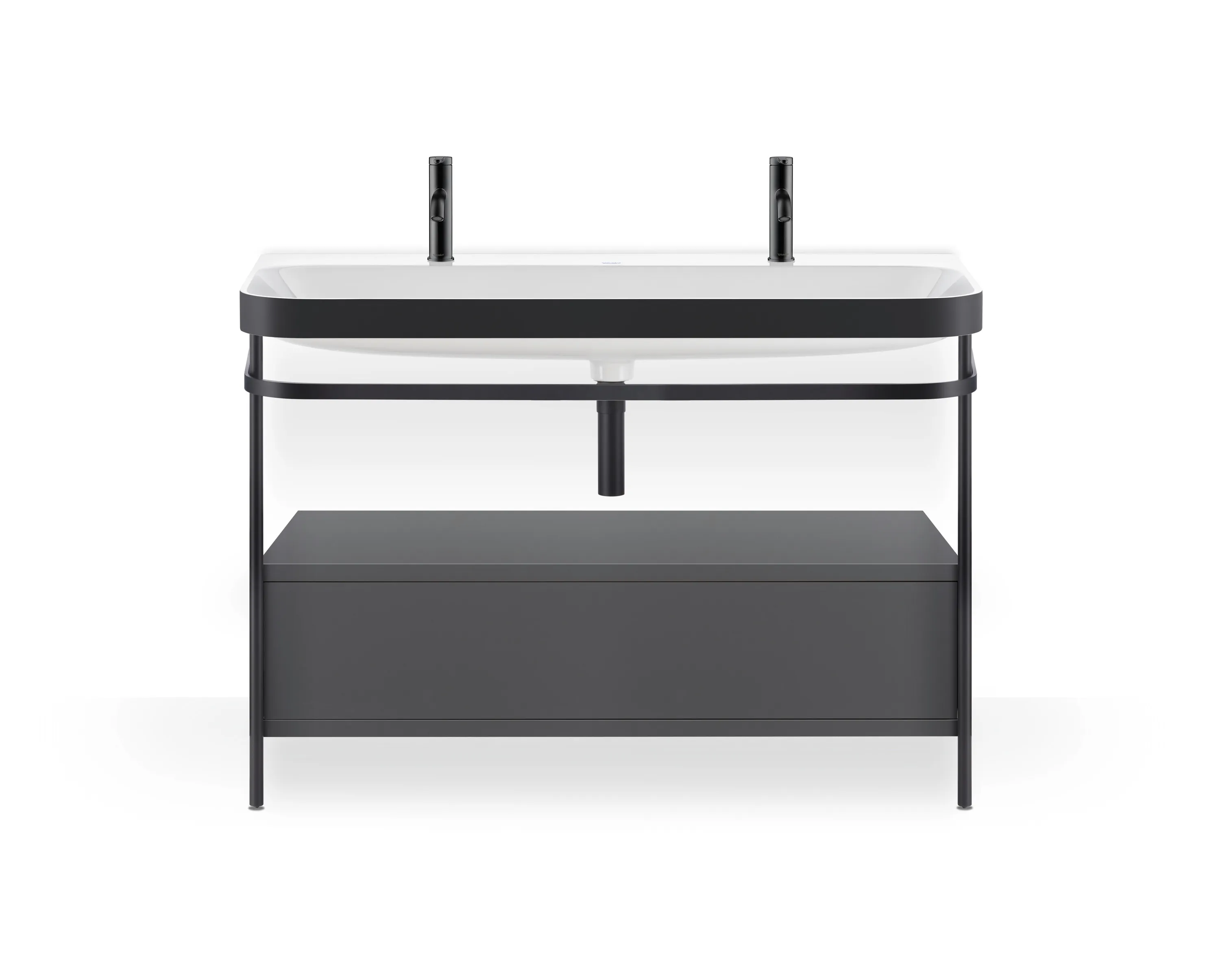 Duravit Waschtischunterschrank mit Metallkonsole „Happy D.2 Plus“ 117,5 × 85 × 49 cm Graphit Supermatt Duravit Waschtischunterschrank mit Metallkonsole „Happy D.2 Plus“ 117,5 × 85 × 49 cm Graphit Supermatt