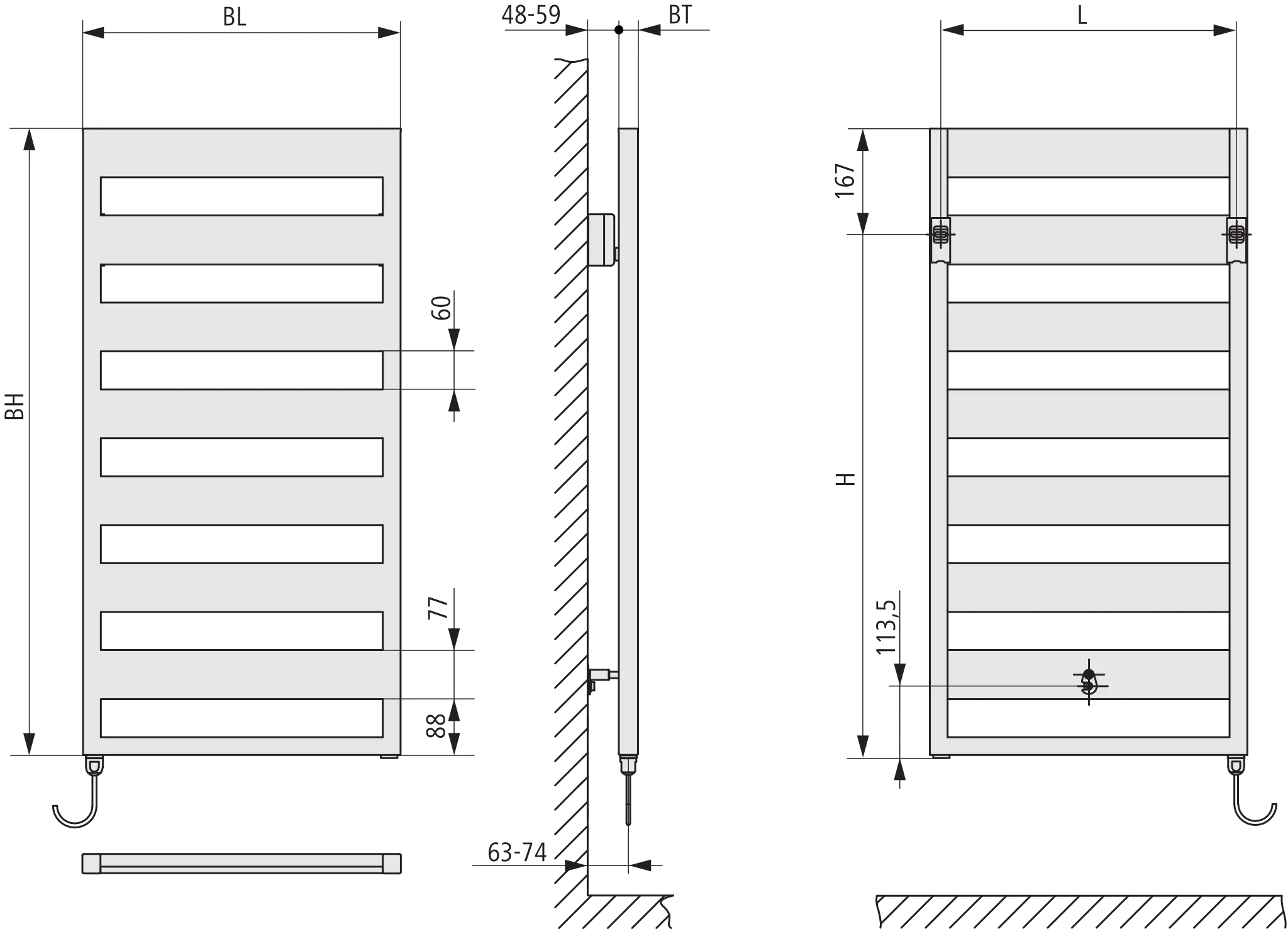 Kermi Design-Elektroheizkörper „Casteo®-E“ 50 × 98,6 cm in Weiß