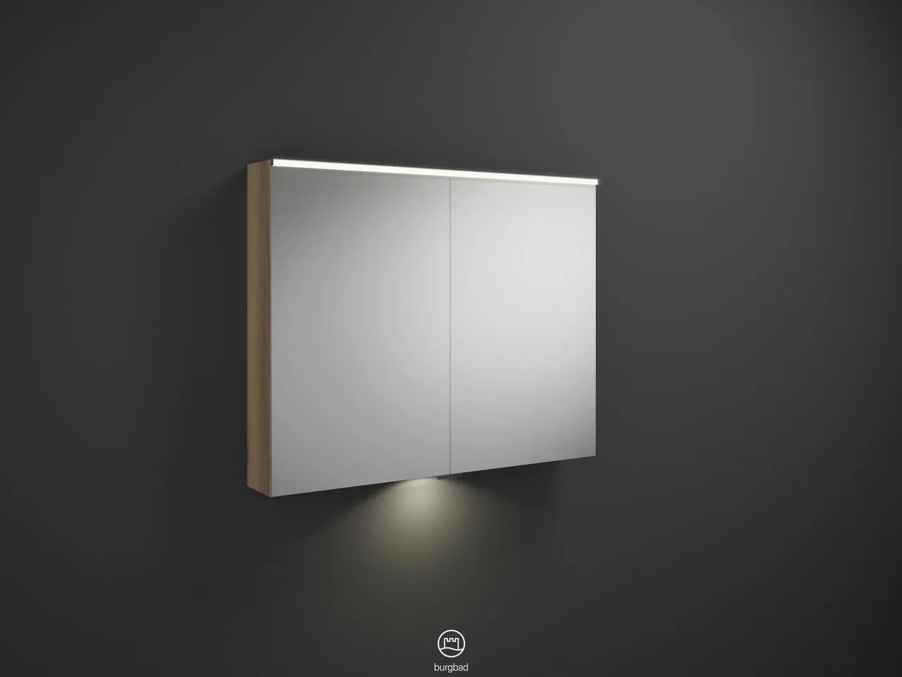 Spiegelschrank Eqio von burgbad – beidseitig verspiegelt, LED-Aufsatzleuchte 4200 K, 170 mm tief, 1000 mm breit, 800 mm hoch