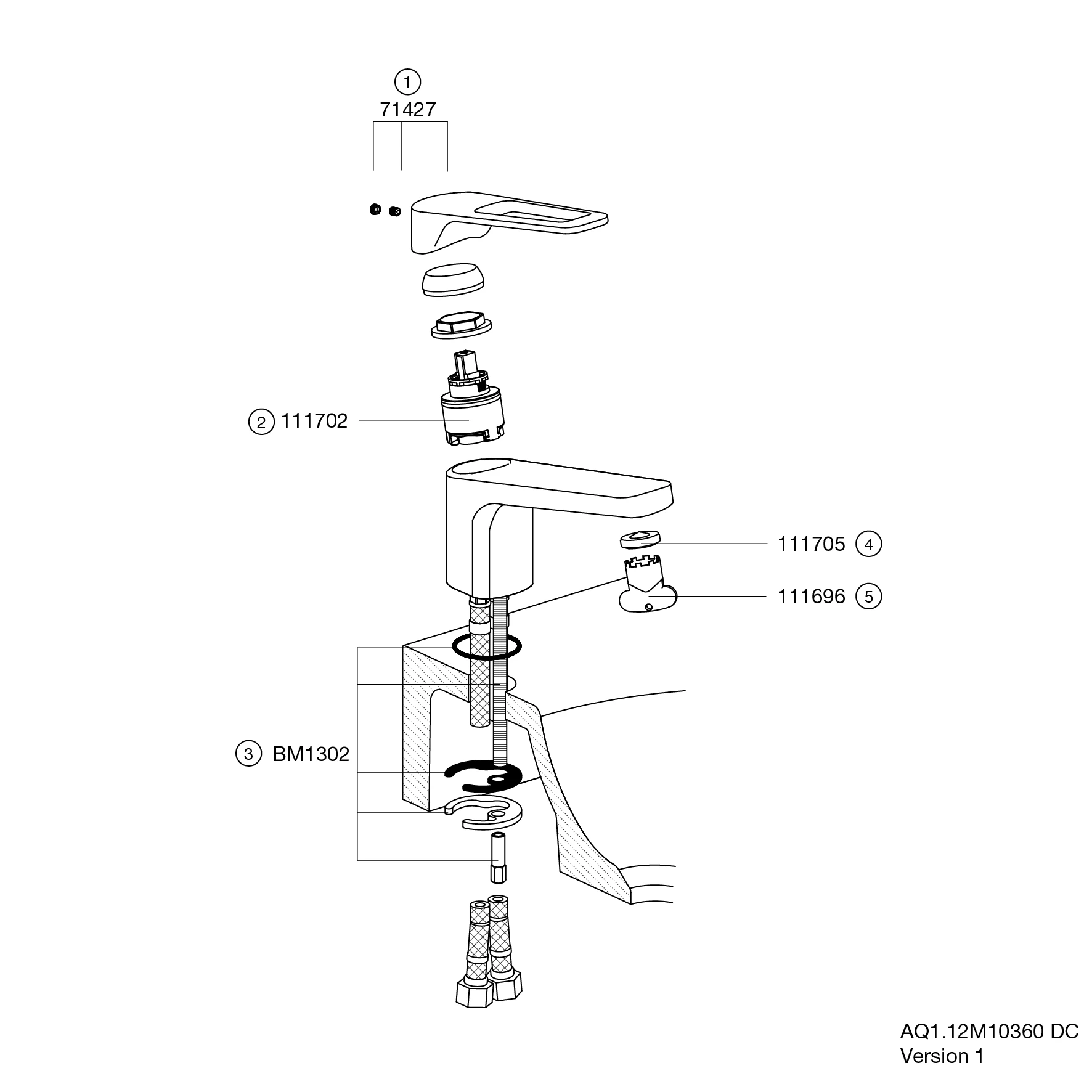 Einhand-Waschtischmischer „System-Armaturen“ Ausladung 187 mm