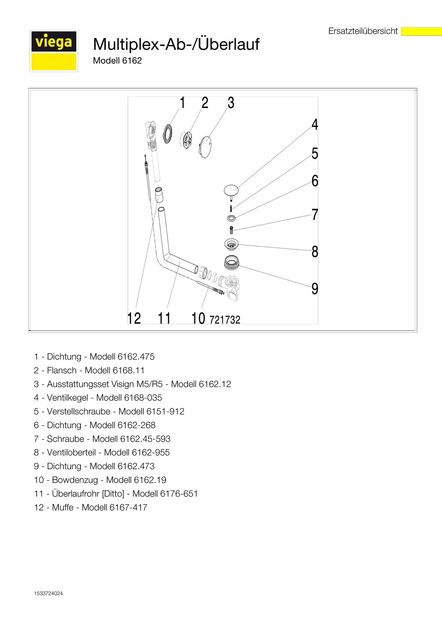 Viega Ab- und Überlaufgarnitur Modell 6162 „Multiplex“ 6162 in 1 1 / 2 Messing verchromt 19,7 cm Viega Ab- und Überlaufgarnitur Modell 6162 „Multiplex“ 6162 in 1 1 / 2 Messing verchromt 19,7 cm