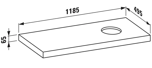 Waschtisch-Platte LANI 495x1185x65 mit Ausschnitt rechts inklusive 2 Befestigungselemente weiß matt