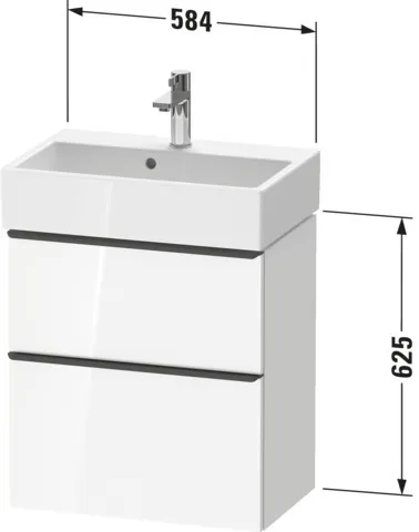 Duravit Waschtischunterschrank wandhängend „D-Neo“ 58,4 × 62,5 × 37,2 cm in Weiß Matt