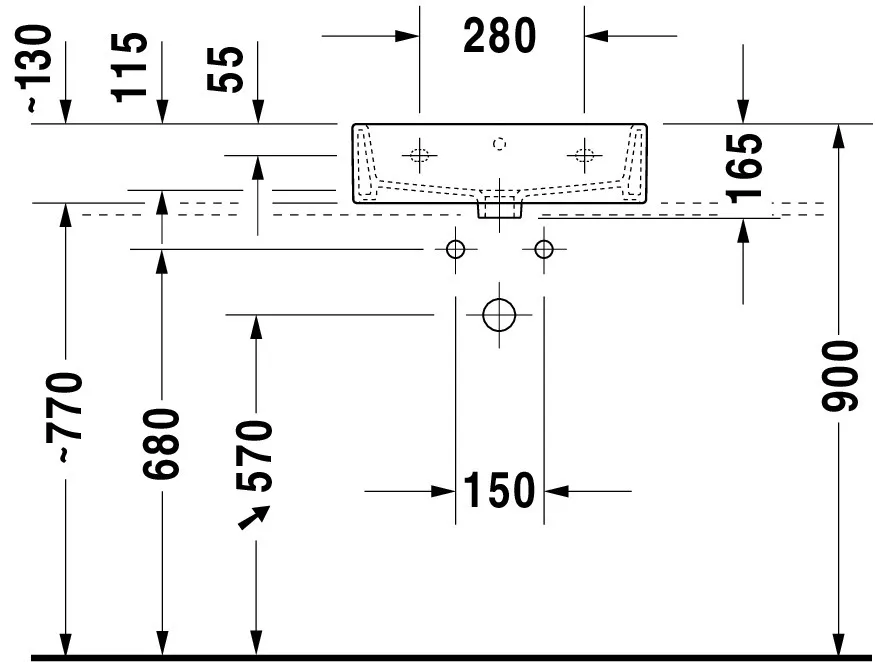 Wandwaschtisch geschliffen „Vero Air“, ohne Überlauf Wandwaschtisch geschliffen „Vero Air“, ohne Überlauf
