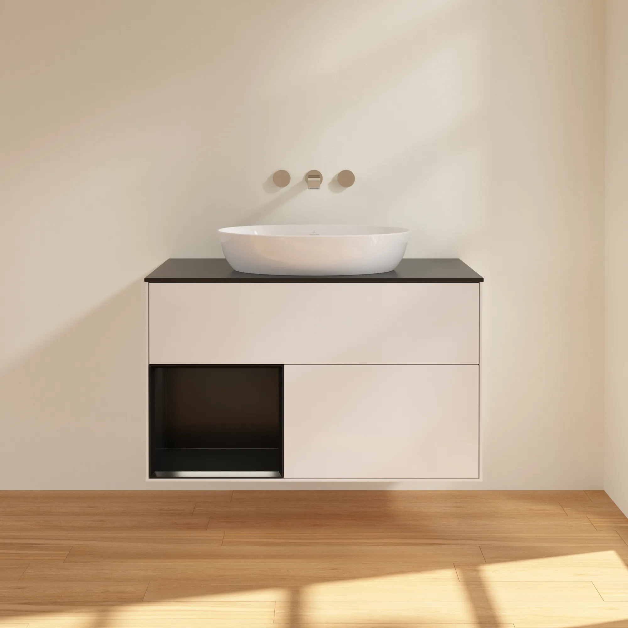 Villeroy & Boch Finion Waschbeckenunterschrank FA1 1000x603x501mm Glossy White Lacquer / Black Matt