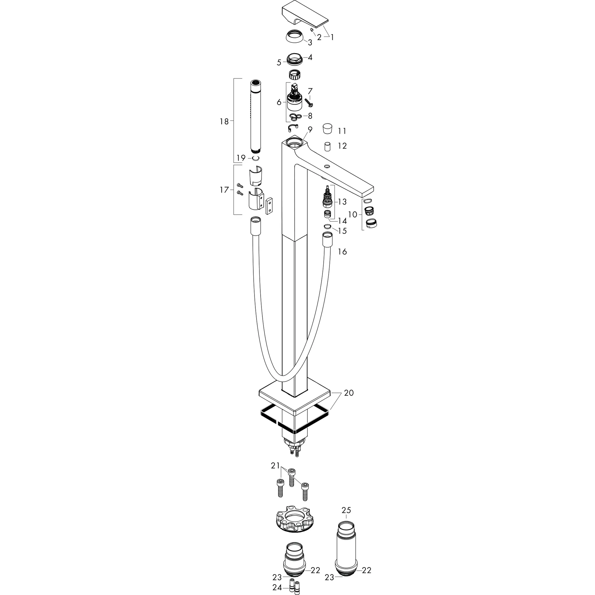 Hansgrohe Metropol Einhebel-Wannenmischer bodenstehend Chrom Hansgrohe Metropol Einhebel-Wannenmischer bodenstehend Chrom