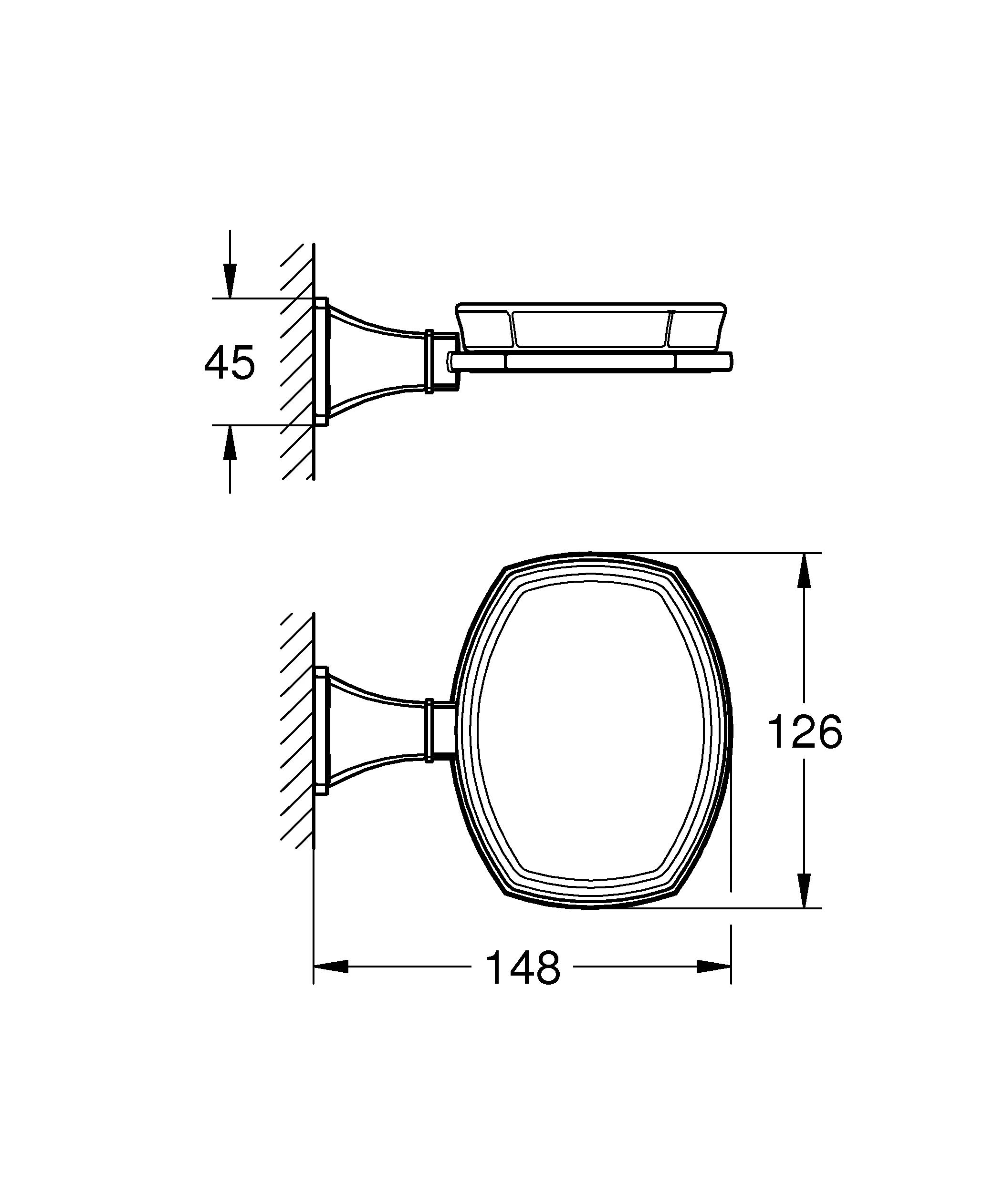 Halter Grandera 40923, mit Keramik-Seifenschale, chrom