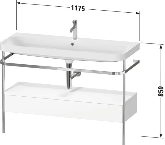 Duravit Waschtischunterschrank c-shaped Set mit Metallkonsole und Schubkasten „Happy D.2 Plus“ 117,5 × 85 × 49 cm Taupe Seidenmatt
