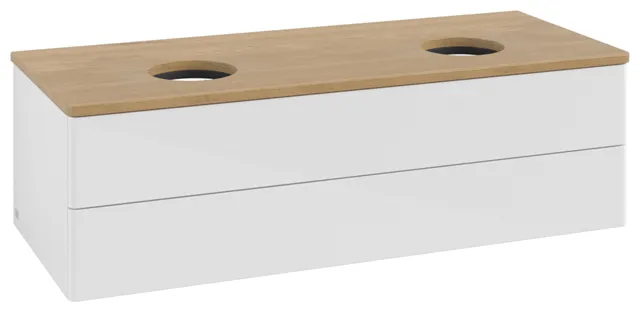 Villeroy & Boch Antao Waschbeckenunterschrank L24_1, 1200x360x500mm, Glossy White Lacquer / Honey Oak