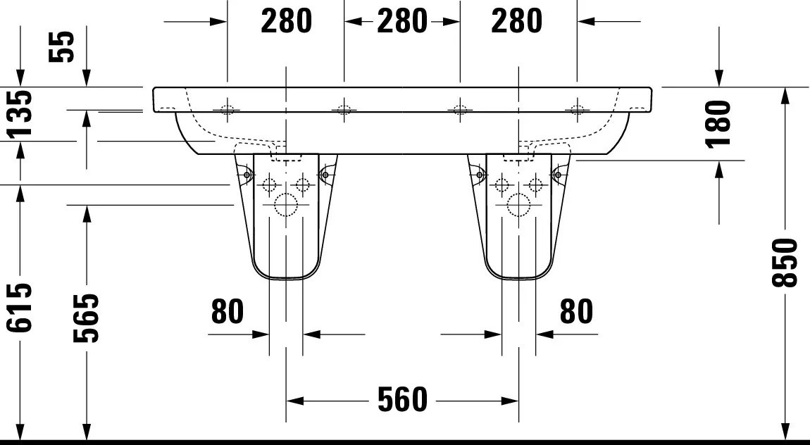 Doppelwaschtisch „D-Code“ 120 × 49 cm Doppelwaschtisch „D-Code“ 120 × 49 cm