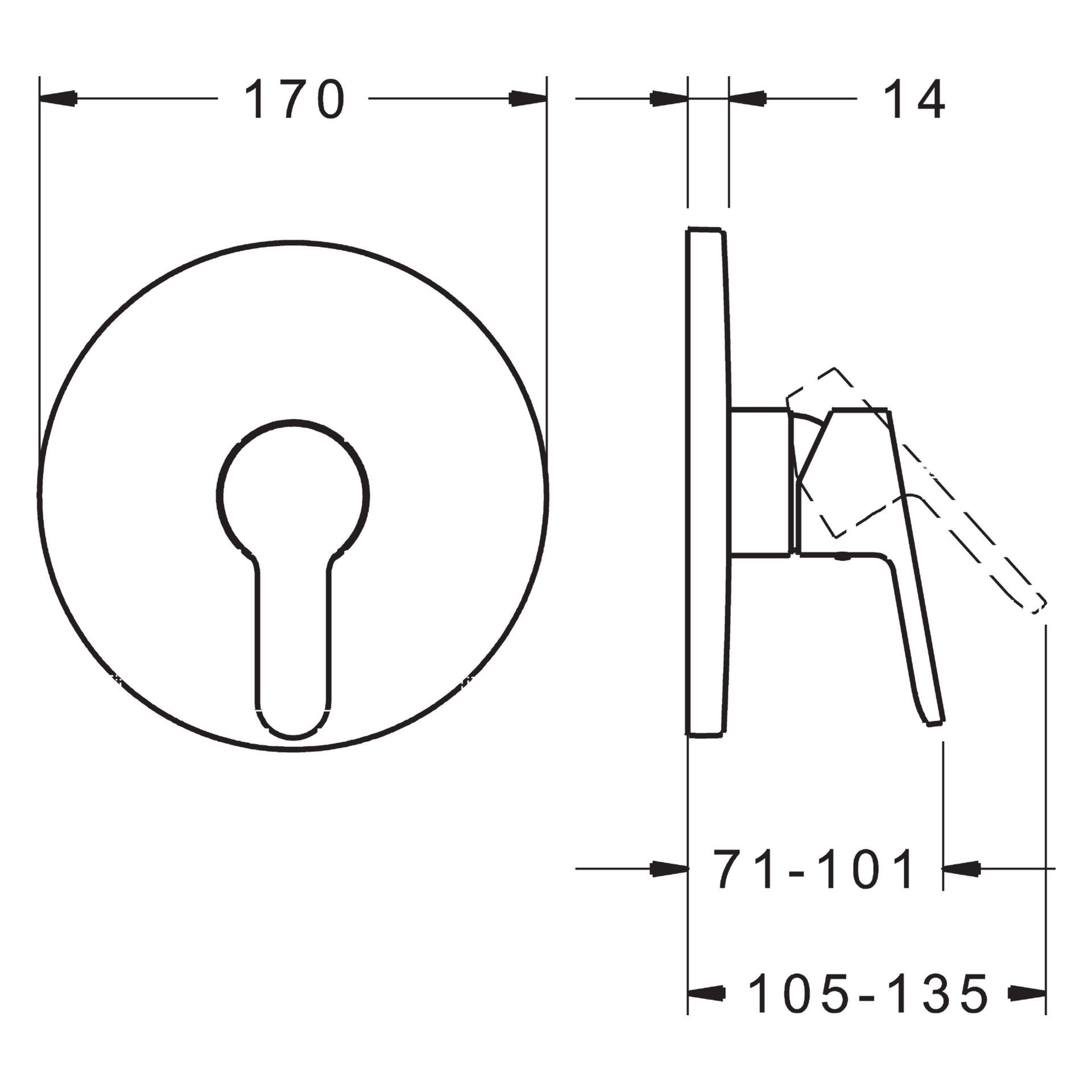 HA Einhebelmischer Fertigmontageset für Brausebatterie HANSAPRIMO 8991 Rosette rund Chrom