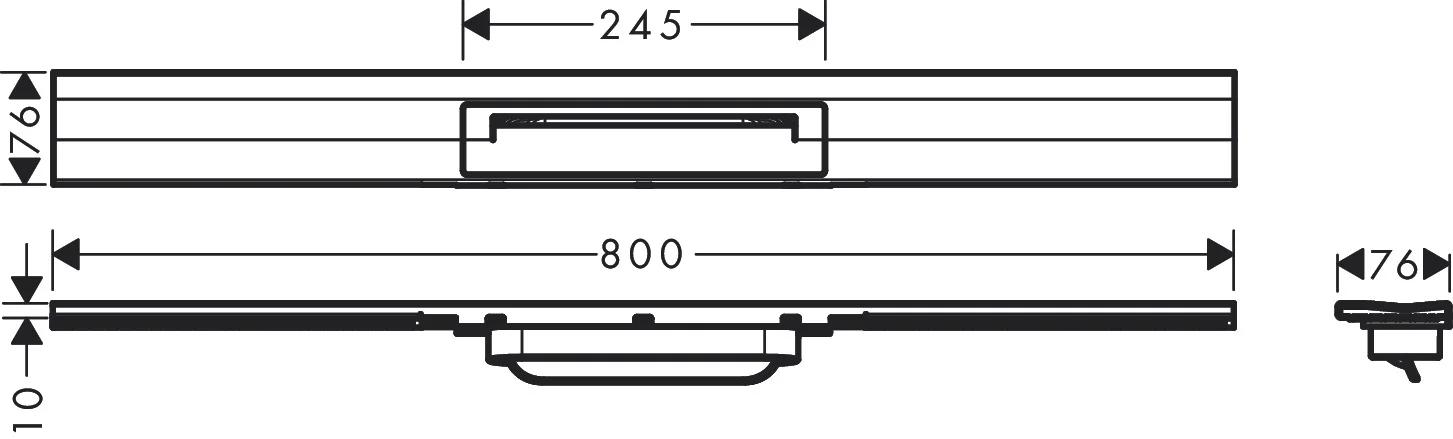 Hansgrohe RainDrain Flex Duschrinne 800 mm, wandangebunden, Mattschwarz, höhenverstellbar um 10 mm, bis zu 60 l/min Ablaufleistung