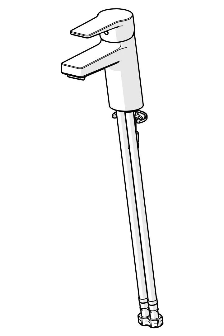 HansaTWIST EHM WT-Batt. HansaTWIST ECO 0905, Waschtischarmatur Standmontage, Einhebelmischer, Chrom